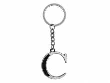 Schl&uuml;sselanh&auml;nger/Taschenanh&auml;nger Gro&szlig;buchstabe C Metall silberfarben/schwarz matt mit Schl&uuml;sselring