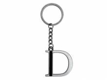 Schl&uuml;sselanh&auml;nger/Taschenanh&auml;nger Gro&szlig;buchstabe D Metall silberfarben/schwarz matt mit Schl&uuml;sselring