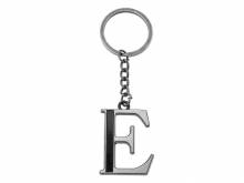 Schl&uuml;sselanh&auml;nger/Taschenanh&auml;nger Gro&szlig;buchstabe E Metall silberfarben/schwarz matt mit Schl&uuml;sselring
