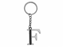 Schl&uuml;sselanh&auml;nger/Taschenanh&auml;nger Gro&szlig;buchstabe F Metall silberfarben/schwarz matt mit Schl&uuml;sselring