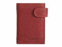 Handgemachte Geldb&ouml;rse klein/Slim-Pull-Pop-Up Wallet Upcycling-Leder genarbt teilweise vegetabil weinrot RFID Schutz