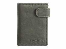 Handgemachte Geldb&ouml;rse klein/Slim-Pull-Pop-Up Wallet Upcycling-Leder genarbt teilweise vegetabil olivgr&uuml;n RFID Schutz