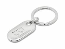 Schl&uuml;sselanh&auml;nger/Taschenanh&auml;nger Gro&szlig;buchstabe B Metall silberfarben poliert mit Schl&uuml;sselring