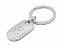 Schl&uuml;sselanh&auml;nger/Taschenanh&auml;nger Gro&szlig;buchstabe E Metall silberfarben poliert mit Schl&uuml;sselring