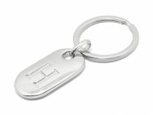 Schl&uuml;sselanh&auml;nger/Taschenanh&auml;nger Gro&szlig;buchstabe H Metall silberfarben poliert mit Schl&uuml;sselring