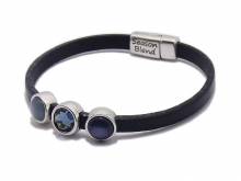 Schmuck-Armband dunkelblau Leder modisch mit Magnet-Verschluss - Bandl&auml;nge ca. 18cm
