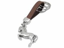 Schl&uuml;ssel-Anh&auml;nger/Organizer I love Horses Metall/Leder antik-silberfarben/braun handgemacht mit 3 Schl&uuml;sselringen
