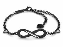 Schmuck-Armband Infinity schwarz 925er Sterlingsilber Karabiner-Verschluss - Bandl&auml;nge bis ca. 23cm von SERASAR