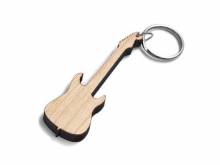 Schl&uuml;sselanh&auml;nger/Taschenanh&auml;nger E-Gitarre Ahorn-Holz hellbraun handgemacht mit Schl&uuml;sselring