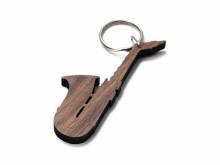 Schl&uuml;sselanh&auml;nger/Taschenanh&auml;nger Saxophon Wallnuss-Holz dunkelbraun handgemacht mit Schl&uuml;sselring