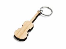 Schl&uuml;sselanh&auml;nger/Taschenanh&auml;nger Violine Ahorn-Holz hellbraun handgemacht mit Schl&uuml;sselring