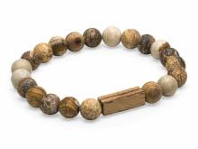 Schmuck-Armband hellbraun Naturstein/Zebranoholz elastisch modisch - Bandl&auml;nge ca. 20cm