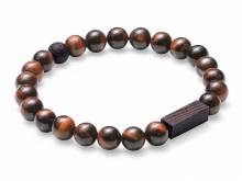 Schmuck-Armband rotbraun Naturstein/Wengeholz elastisch modisch - Bandl&auml;nge ca. 20cm