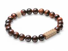 Schmuck-Armband rotbraun Naturstein/Buchenholz elastisch modisch - Bandl&auml;nge ca. 20cm