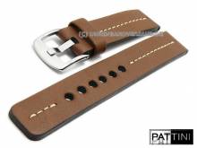 Uhrenarmband 24mm mittelbraun Leder robust matt helle Mittelnaht von PATTINI (Schlie&szlig;enansto&szlig; 24 mm)