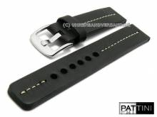 Uhrenarmband 24mm schwarz Leder robust matt helle Mittelnaht von PATTINI (Schlie&szlig;enansto&szlig; 24 mm)