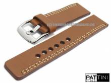 Uhrenarmband 24mm mittelbraun Leder robust cremefarbene Doppelnaht von PATTINI (Schlie&szlig;enansto&szlig; 24 mm)