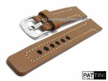 Uhrenarmband 24mm hellbraun Leder robust matt helle Naht von PATTINI (Schlie&szlig;enansto&szlig; 24 mm)