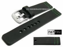 Uhrenarmband 18mm schwarz Leder matt gr&uuml;ne Doppelnaht von PATTINI (Schlie&szlig;enansto&szlig; 18 mm)