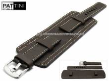 Uhrenarmband 24mm dunkelbraun Leder Military-Look robust Lederunterlage helle Naht von PATTINI (Schlie&szlig;enansto&szlig; 24 mm)