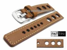 Uhrenarmband 24mm hellbraun Leder Racing-Look robust matt helle Naht von PATTINI (Schlie&szlig;enansto&szlig; 24 mm)