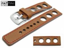 Uhrenarmband 24mm hellbraun Leder Racing-Look robust matt rote Naht von PATTINI (Schlie&szlig;enansto&szlig; 24 mm)