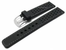 Uhrenarmband 24mm schwarz Leder glatt rustikal Racing-Style graue Naht von PATTINI (Schlie&szlig;enansto&szlig; 24 mm)