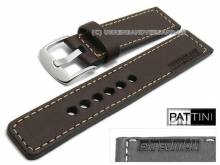 Uhrenarmband Expedition 20mm dunkelbraun Leder matt robust helle Naht von PATTINI (Schließenanstoß 20 mm)
