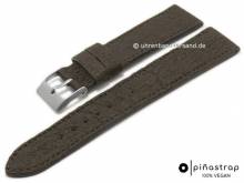 100% vegan: Uhrenarmband 16mm dunkelbraun aus Ananas-Fasern abgenäht von PINASTRAP (Schließenanstoß 14 mm)