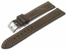 Uhrenarmband 20mm dunkelbraun echt Antilope Vintage-Look helle Naht von PEBRO Premium (Schlie&szlig;enansto&szlig; 18 mm)
