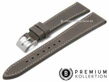 Uhrenarmband 19mm dunkelbraun Leder Vintage-Look glatt helle Naht von PEBRO Premium (Schlie&szlig;enansto&szlig; 16 mm)