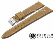 Uhrenarmband 21mm mittelbraun Leder Vintage-Look glatt helle Naht von PEBRO Premium (Schlie&szlig;enansto&szlig; 18 mm)