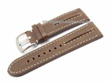 Uhrenarmband 26mm dunkelbraun Leder Aviator-Look helle Kontrastnaht (Schlie&szlig;enansto&szlig; 26 mm)
