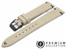 Uhrenarmband 19mm creme Leder Vintage-Look schwarze Naht von PEBRO Premium (Schlie&szlig;enansto&szlig; 16 mm)