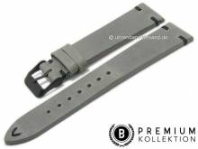 Uhrenarmband 19mm grau Leder Vintage-Look schwarze Naht von PEBRO Premium (Schlie&szlig;enansto&szlig; 16 mm)