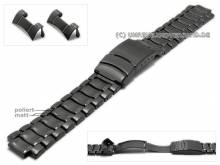 Uhrenarmband 20mm anthrazit/schwarz Edelstahl teilweise poliert mit Rundansto&szlig;