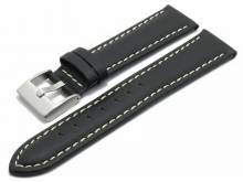 Uhrenarmband Puebla 18mm schwarz Lorica Microfaser matt helle Naht (Schließenanstoß 16 mm)