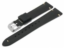 Uhrenarmband Ravenwood 20mm schwarz HORWEEN-Leder Vintage-Look glatt matt helle Naht (Schlie&szlig;enansto&szlig; 16 mm)