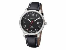 ABVERKAUF: Automatik-Herrenuhr Edelstahl Ziffernblatt schwarz mit Lederband schwarz MADE IN GERMANY von REGENT (*RG*HU*)