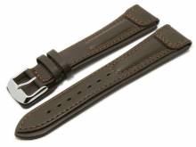 Uhrenarmband Apulia 22mm dunkelbraun Leder extremer Look von RIOS (Schließenanstoß 20 mm)