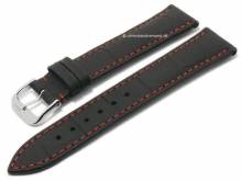 Uhrenarmband Speed 18mm schwarz Leder Alligator-Prägung rote Naht von RIOS (Schließenanstoß 16 mm)