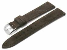 Uhrenarmband Tompson 19mm dunkelbraun Leder velourartig abgen&auml;ht von RIOS (Schlie&szlig;enansto&szlig; 16 mm)