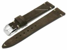 Uhrenarmband Hudson 19mm dunkelbraun Leder velourartig helle Naht von RIOS (Schlie&szlig;enansto&szlig; 16 mm)