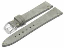 Uhrenarmband Hudson 19mm grau Leder velourartig helle Naht von RIOS (Schlie&szlig;enansto&szlig; 16 mm)