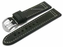 Uhrenarmband Westminster 20mm schwarz Leder Military-Look helle Naht von RIOS (Schlie&szlig;enansto&szlig; 20 mm)