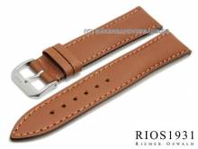 Uhrenarmband Moscow 22mm hellbraun RIOS echt Juchtenleder abgenäht (Schließenanstoß 18 mm)