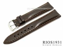 Uhrenarmband Moscow 22mm dbraun RIOS echt Juchtenleder abgenäht (Schließenanstoß 18 mm)