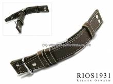 Uhrenarmband Aviator 20mm dunkelbraun B&uuml;ffelleder Aviator-Look von RIOS (Schlie&szlig;enansto&szlig; 18 mm)