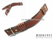 Uhrenarmband Aviator 20mm hellbraun B&uuml;ffelleder Aviator-Look von RIOS (Schlie&szlig;enansto&szlig; 18 mm)