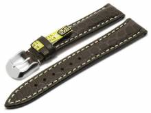 Uhrenarmband Ambassador 22mm dunkelbraun echt Alligator-Leder matt helle Naht von RIOS (Schließenanstoß 20 mm)